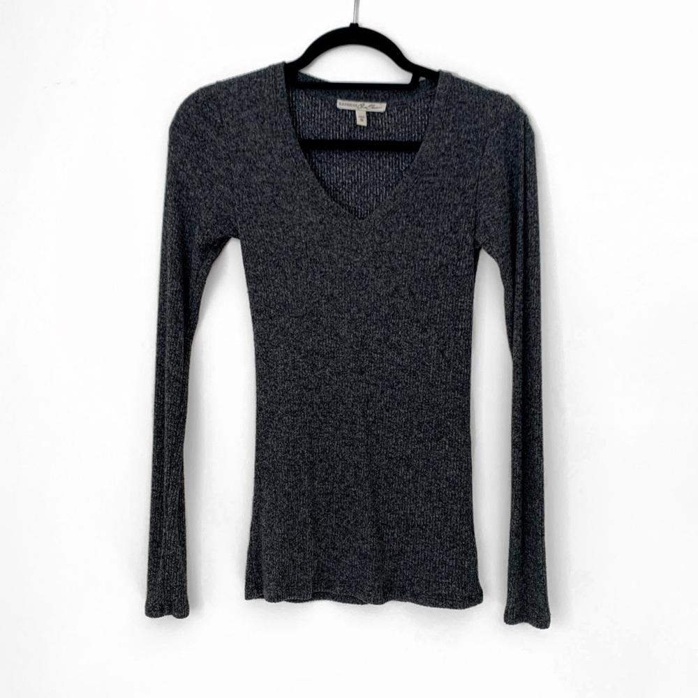 Express V-Neck Sweater in Grey. Size XS
